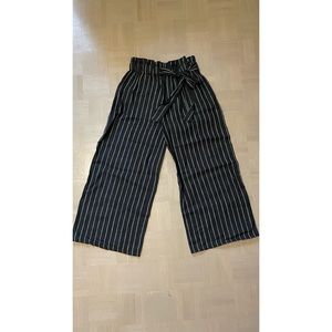 Sans Souci Black Stripped Linen Culottes